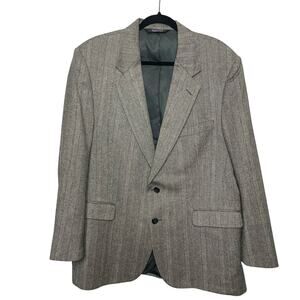 Vtg John Alexander Hartmarx Tweed Sport Coat Blazer‎ Two Button Herringbone 44R